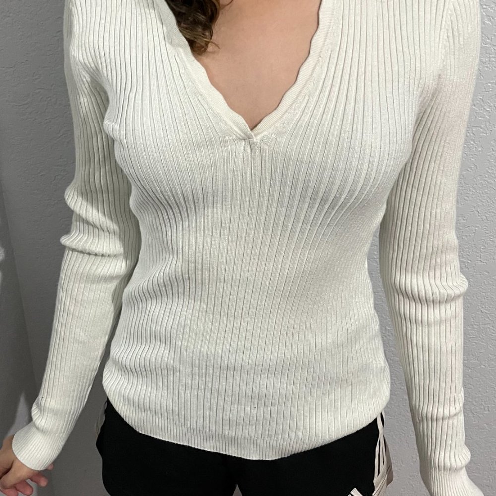 White winter v neck